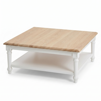 Harper Massiv Eiche Couchtisch  - Weiß & Eiche - 100 x 100 x 40 cm