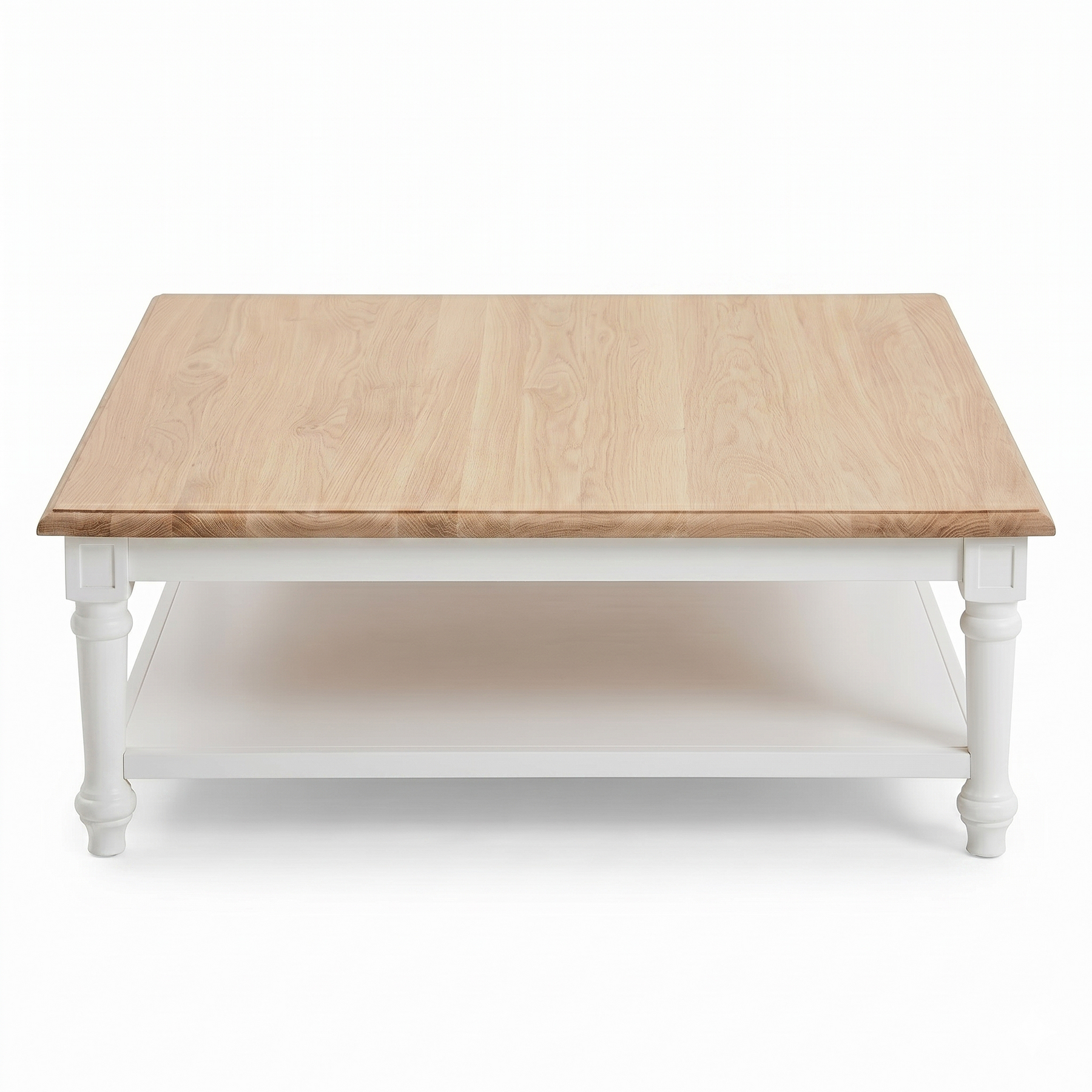 Harper Massiv Eiche Couchtisch  - Weiß & Eiche - 100 x 100 x 40 cm