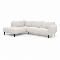 Hevre Corner Sofa 2.5 - Seater with Chaise Lounge - Ivory Fabric