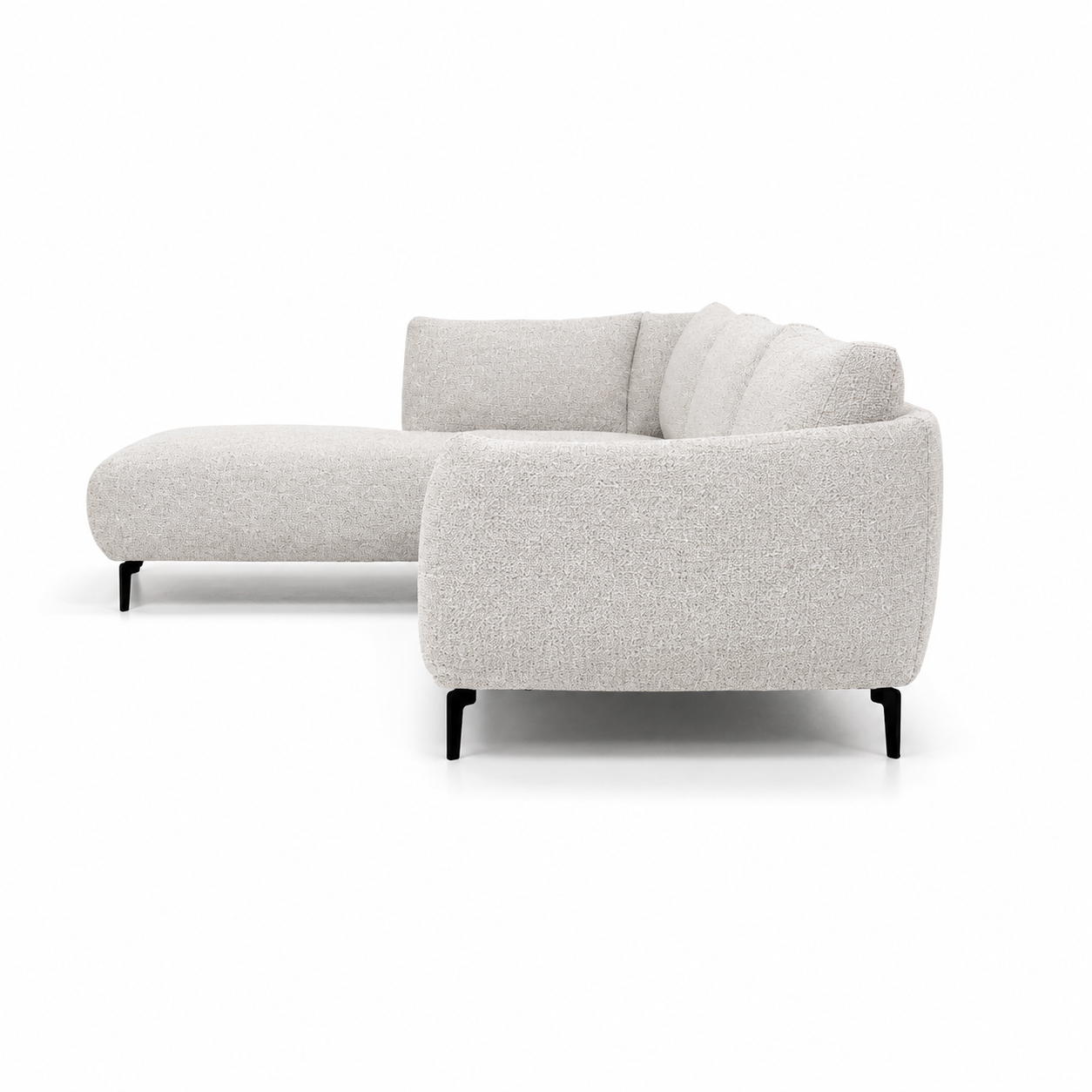 Hevre Corner Sofa 2.5 - Seater with Chaise Lounge - Ivory Fabric
