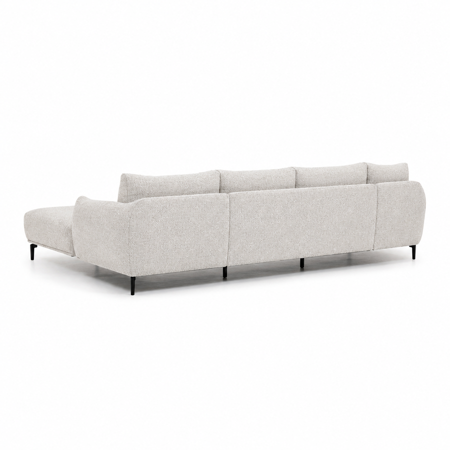 Hevre Corner Sofa 2.5 - Seater with Chaise Lounge - Ivory Fabric