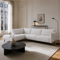Hevre Corner Sofa 2.5 - Seater with Chaise Lounge - Ivory Fabric