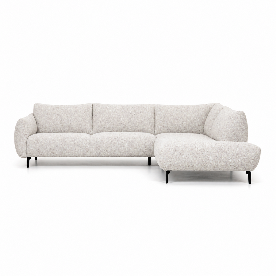 Hevre Corner Sofa 2.5 - Seater with Chaise Lounge - Ivory Fabric