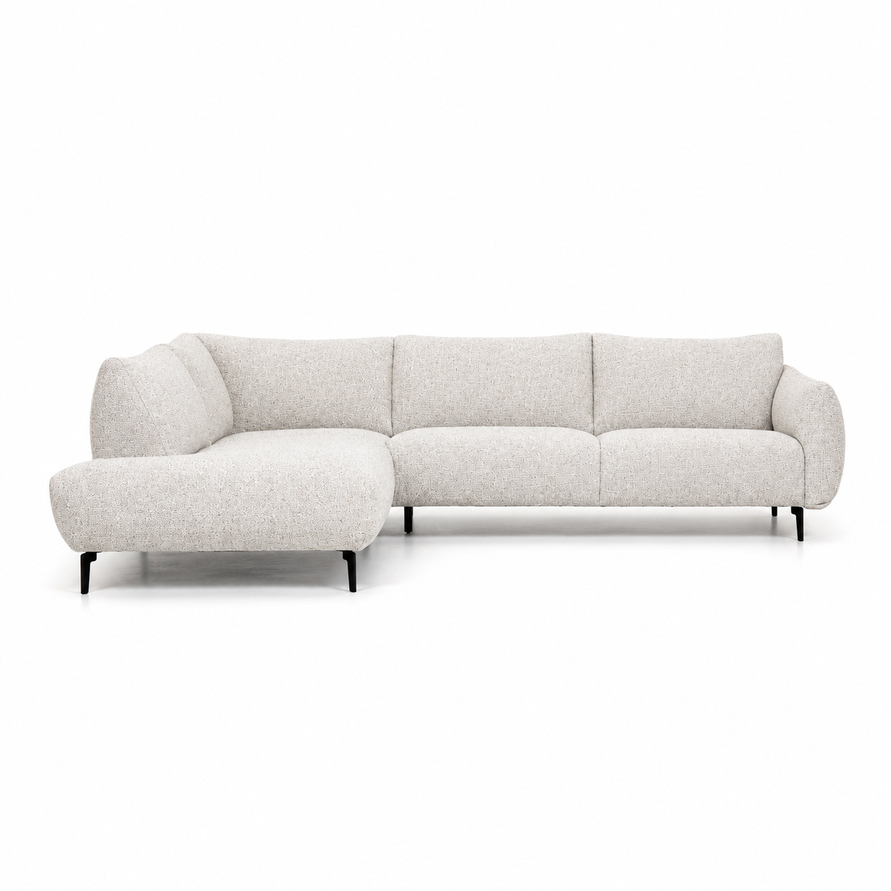 Hevre Corner Sofa 2.5 - Seater with Chaise Lounge - Ivory Fabric