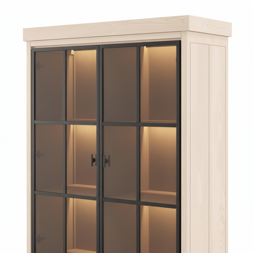 Lancaster Display Cabinet - Light Oak with 2 Glass Panel Doors