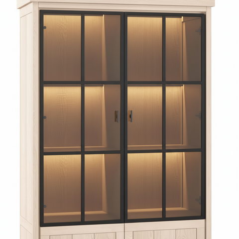 Lancaster Display Cabinet - Light Oak with 2 Glass Panel Doors