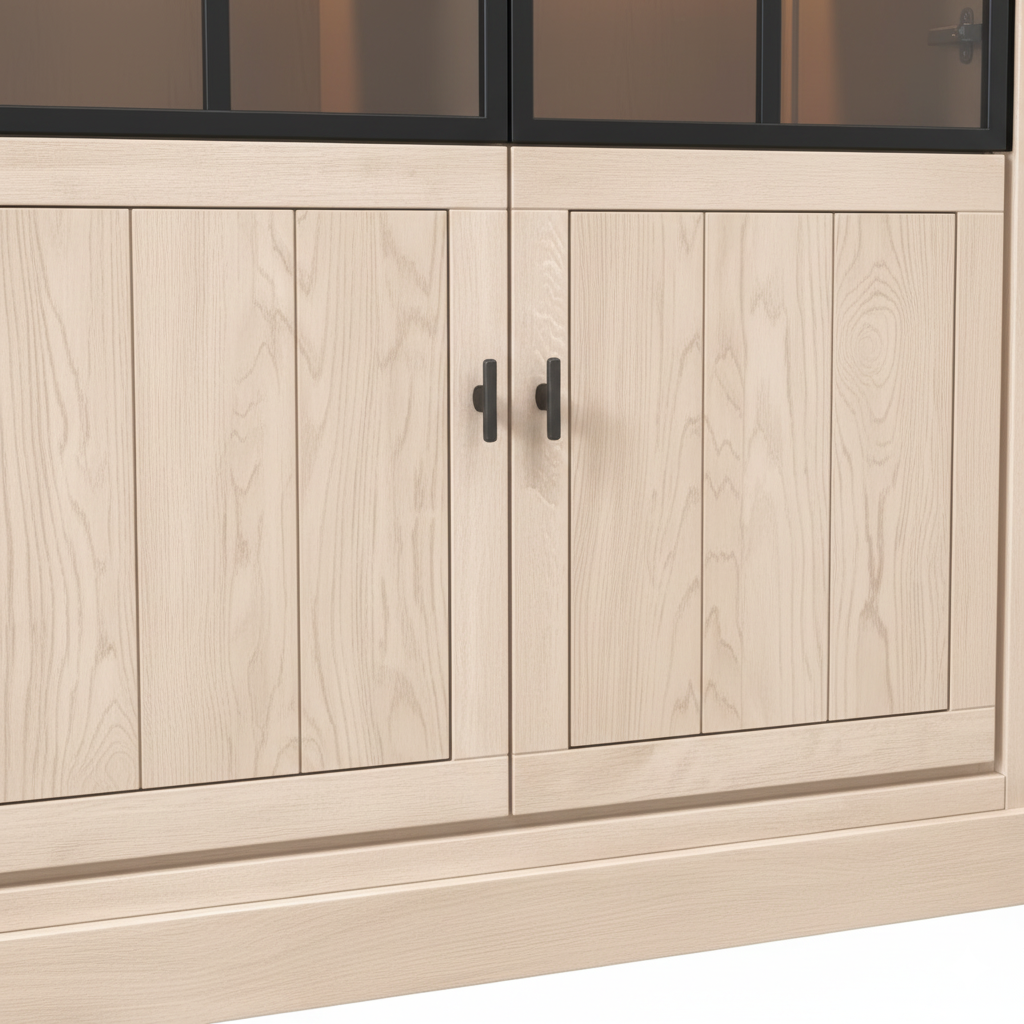 Lancaster Display Cabinet - Light Oak with 2 Glass Panel Doors
