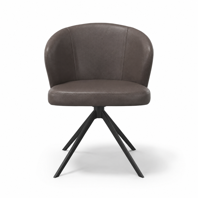 Chaise à manger Lazio - Cuir B402 - Base pivotante noire - Chaise à manger rembourrée - 57 x 58,5 x 81 cm
