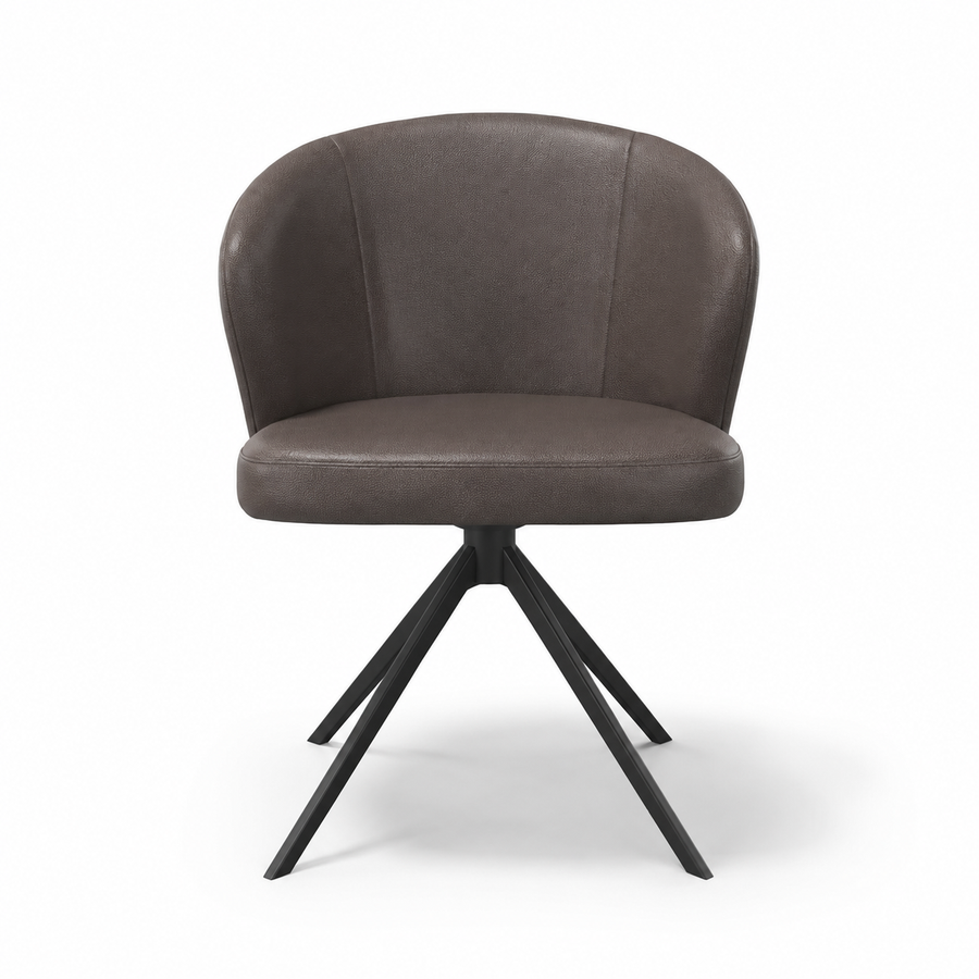 Lazio Dining Chair - Leather B402 - Black Swivel Base - Upholstered Dining Chair - 57 x 58.5 x 81 cm