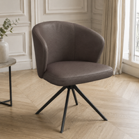 Lazio Dining Chair - Leather B402 - Black Swivel Base - Upholstered Dining Chair - 57 x 58.5 x 81 cm