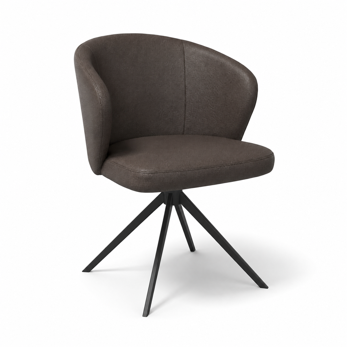 Chaise à manger Lazio - Cuir B402 - Base pivotante noire - Chaise à manger rembourrée - 57 x 58,5 x 81 cm