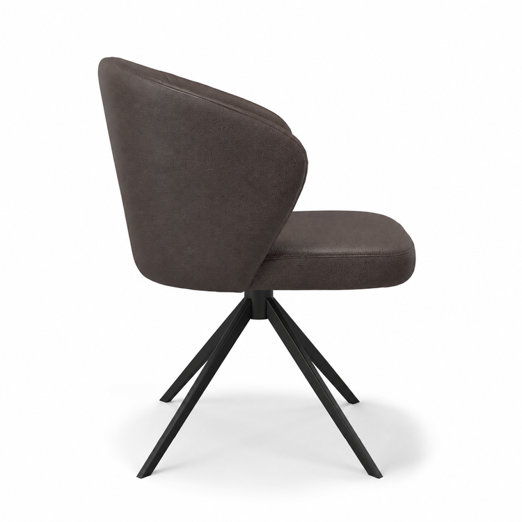 Chaise à manger Lazio - Cuir B402 - Base pivotante noire - Chaise à manger rembourrée - 57 x 58,5 x 81 cm