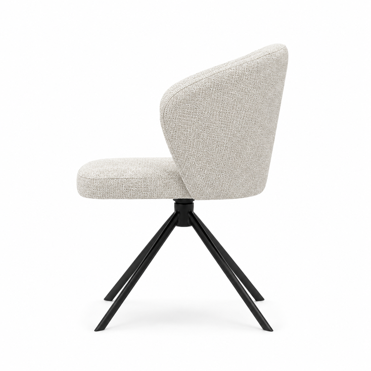 Chaise à manger Lazio - Oasis 01 Tissu - Base pivotante noire - Chaise à manger rembourrée - 57 x 58,5 x 81 cm