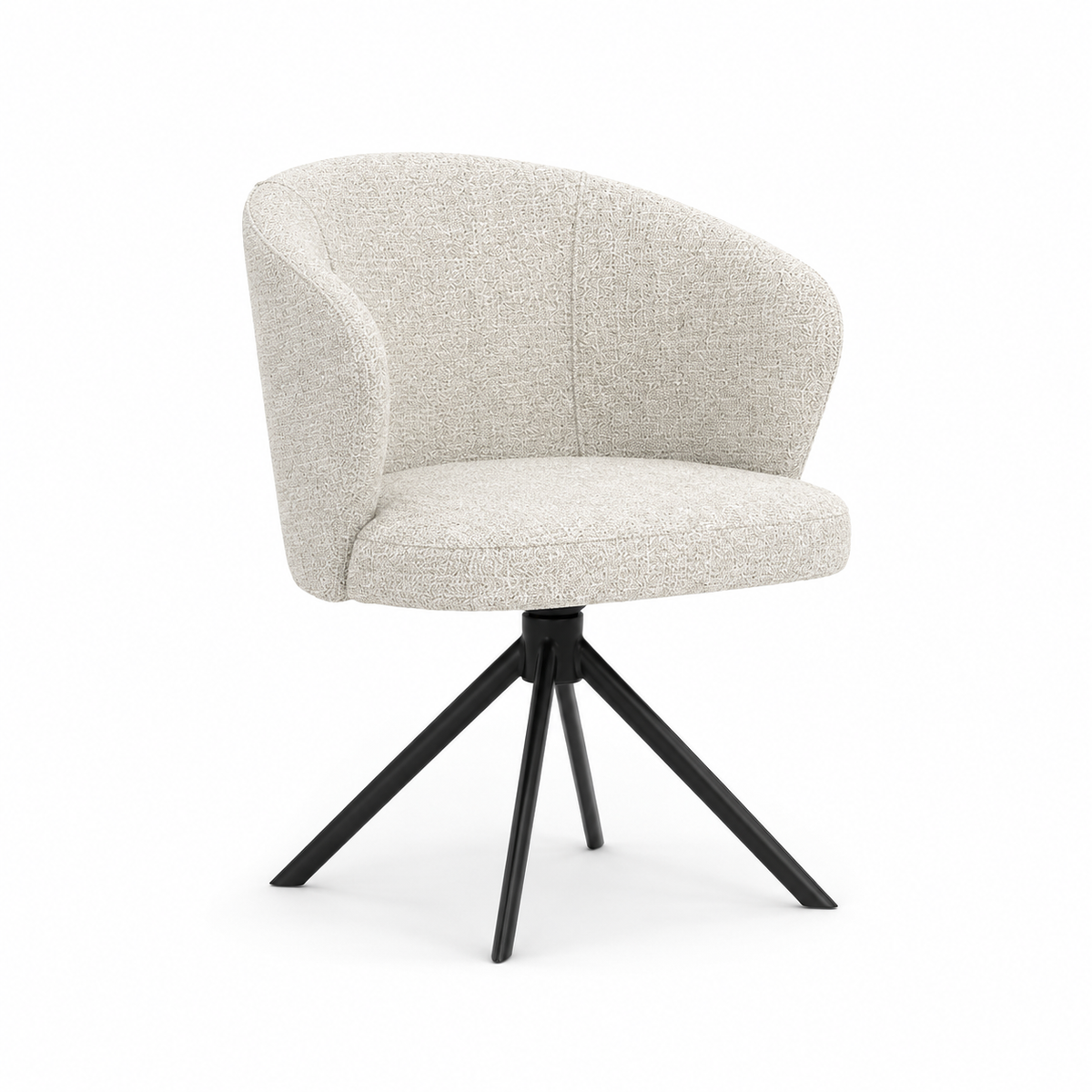Chaise à manger Lazio - Oasis 01 Tissu - Base pivotante noire - Chaise à manger rembourrée - 57 x 58,5 x 81 cm