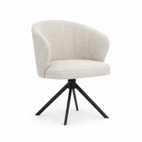 Lazio Dining Chair - Oasis 01 Fabric - Black Swivel Base - Upholstered Dining Chair - 57 x 58.5 x 81 cm
