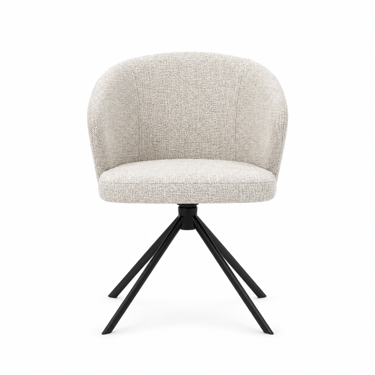 Chaise à manger Lazio - Oasis 01 Tissu - Base pivotante noire - Chaise à manger rembourrée - 57 x 58,5 x 81 cm