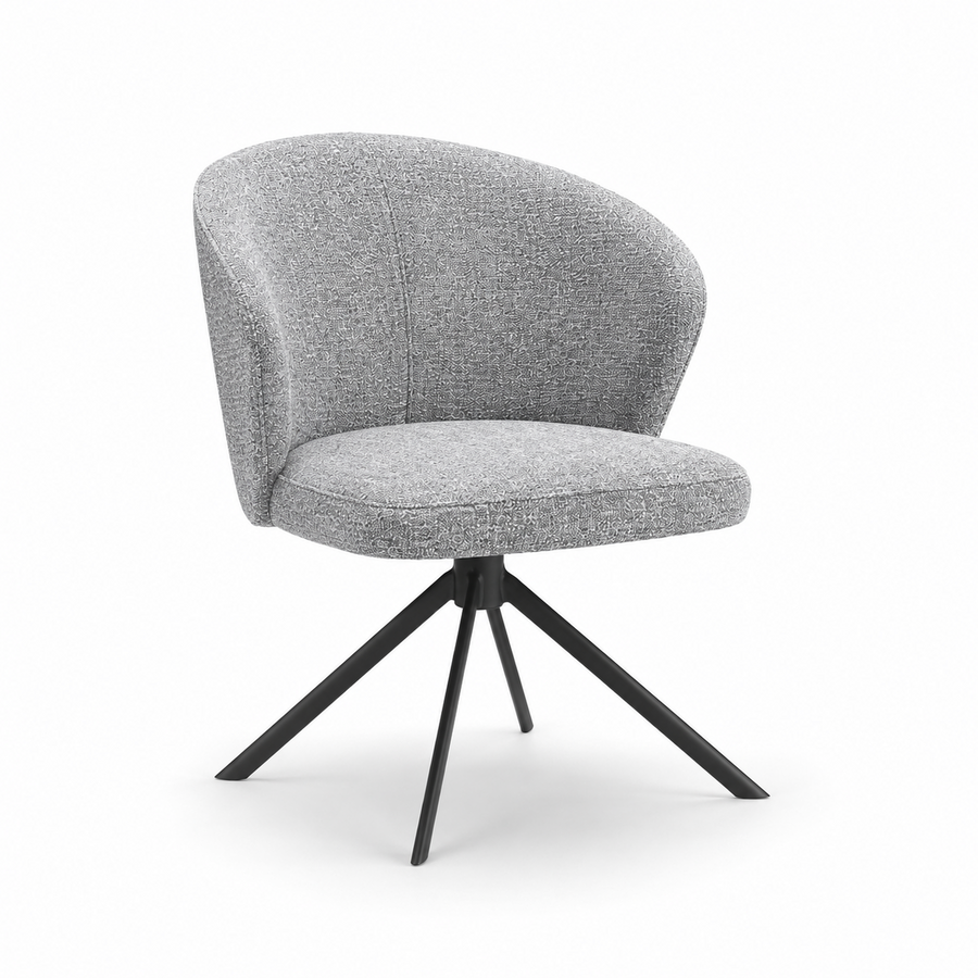 Lazio Dining Chair - Oasis 40 Fabric - Black Swivel Base - Upholstered Dining Chair - 57 x 58.5 x 81 cm