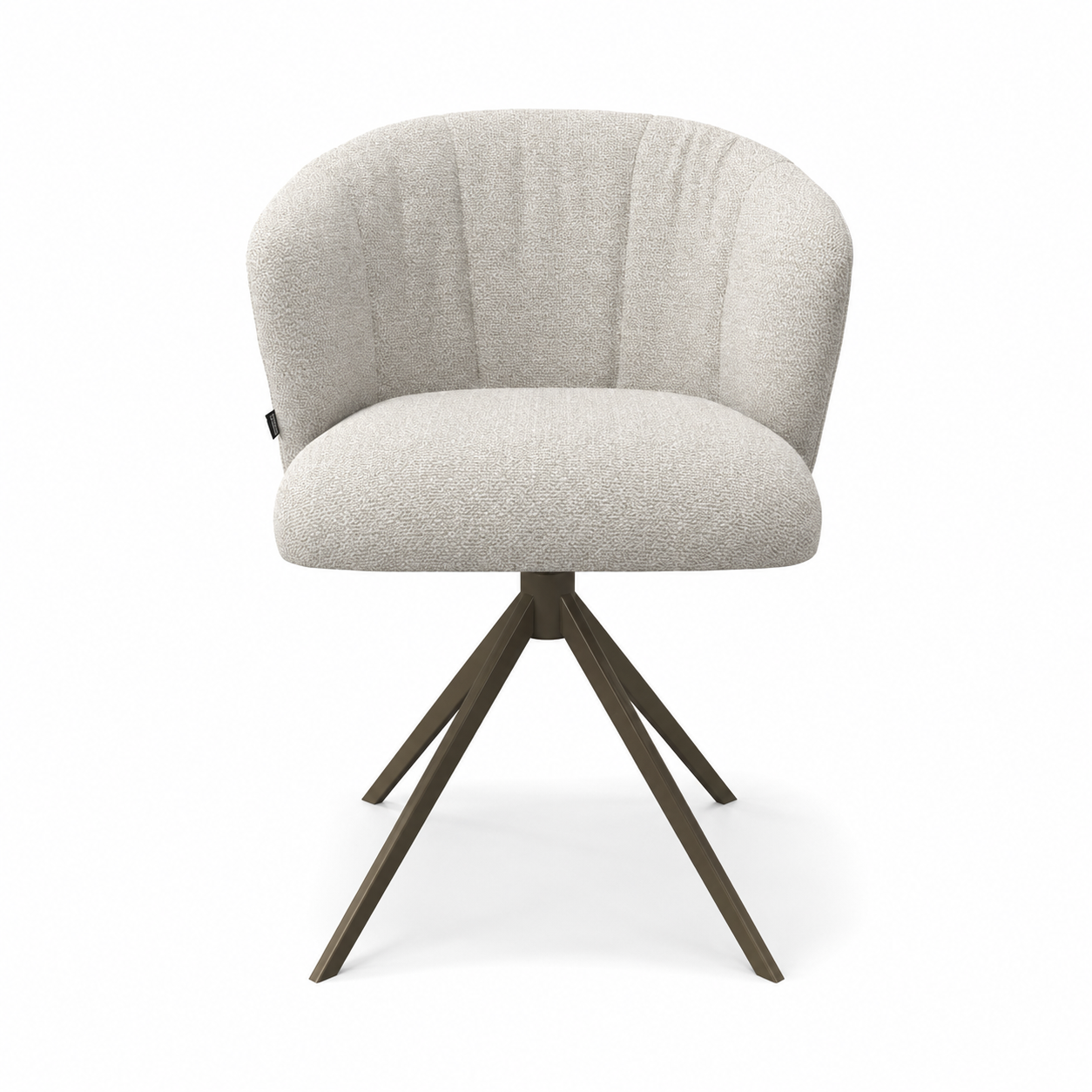 Lecce Dining Chair - Light Greige Rhythm 01 Fabric - Espresso Swivel Base - 58 x 59 x 80 cm