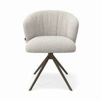 Lecce Dining Chair - Light Greige Rhythm 01 Fabric - Espresso Swivel Base - 58 x 59 x 80 cm