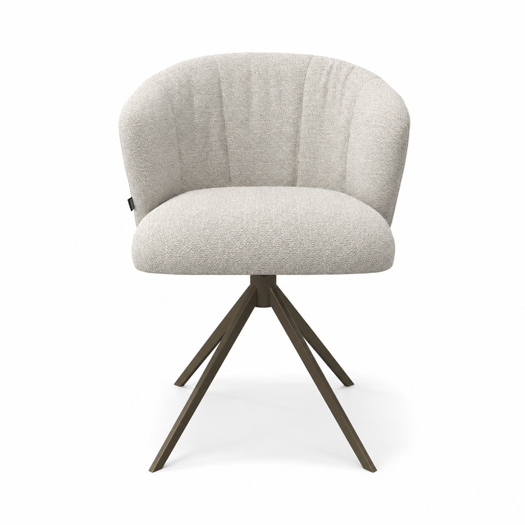 Lecce Dining Chair - Light Greige Rhythm 01 Fabric - Espresso Swivel Base - 58 x 59 x 80 cm