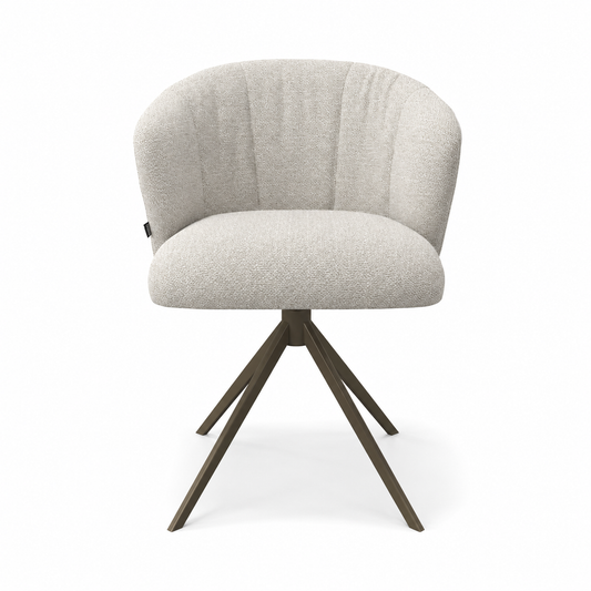 Chaise à manger Lecce - Gris léger Rhythme 01 Tissu - Base pivotante Espresso - 58 x 59 x 80 cm