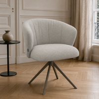 Lecce Dining Chair - Light Greige Rhythm 01 Fabric - Espresso Swivel Base - 58 x 59 x 80 cm