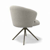 Lecce Dining Chair - Light Greige Rhythm 01 Fabric - Espresso Swivel Base - 58 x 59 x 80 cm