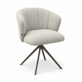 Lecce Dining Chair - Light Greige Rhythm 01 Fabric - Espresso Swivel Base - 58 x 59 x 80 cm