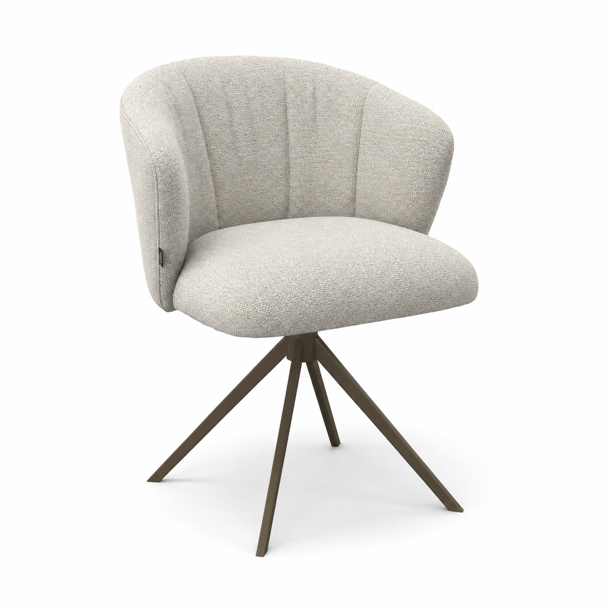 Lecce Dining Chair - Light Greige Rhythm 01 Fabric - Espresso Swivel Base - 58 x 59 x 80 cm