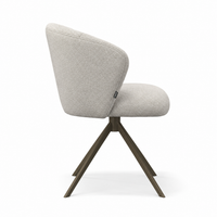 Lecce Dining Chair - Light Greige Rhythm 01 Fabric - Espresso Swivel Base - 58 x 59 x 80 cm