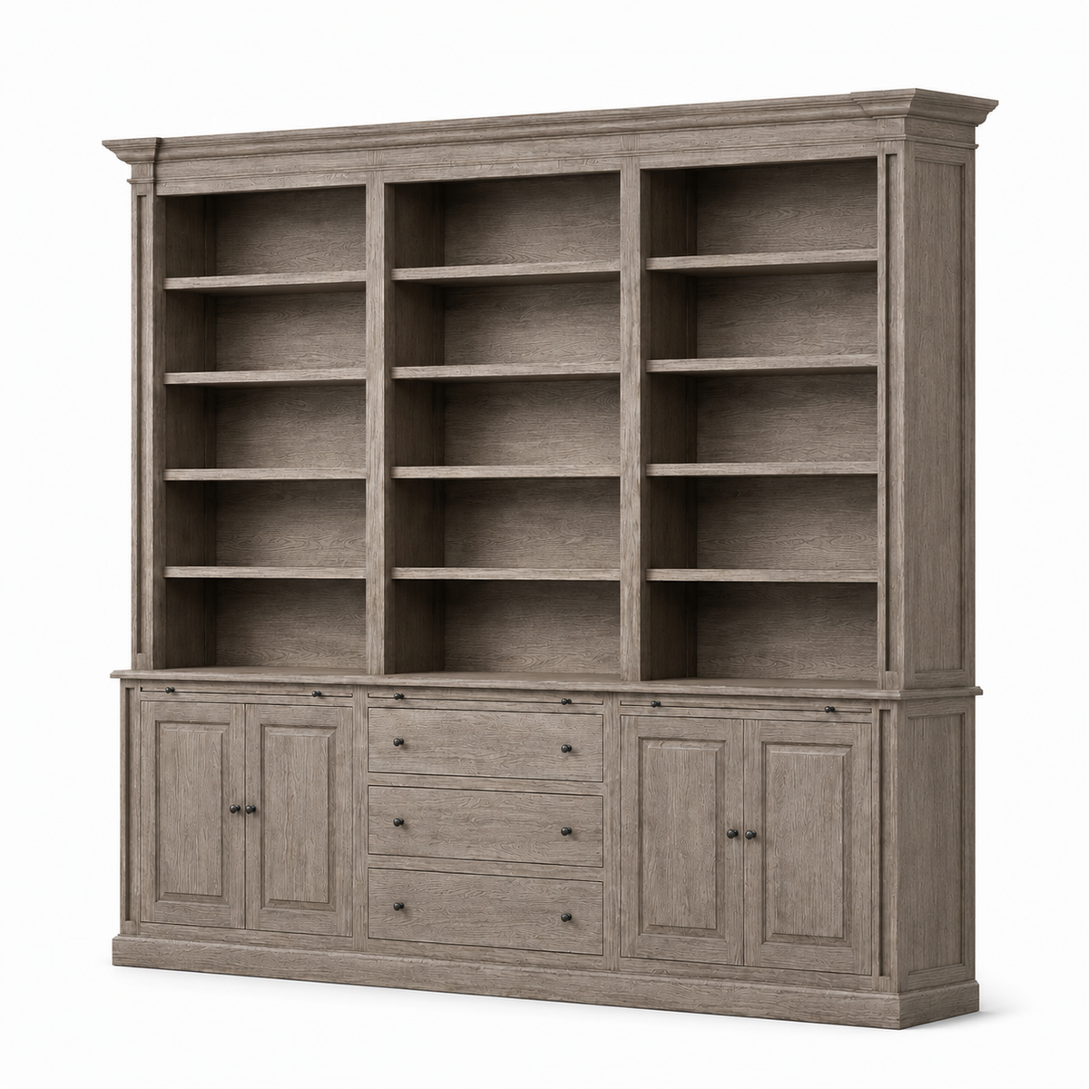 Librería Beaumont - Roble Marrón y Gris Cepillado - 310 x 240 cm