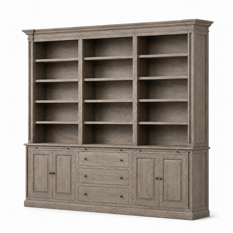 Librería Beaumont - Roble Marrón y Gris Cepillado - 310 x 240 cm