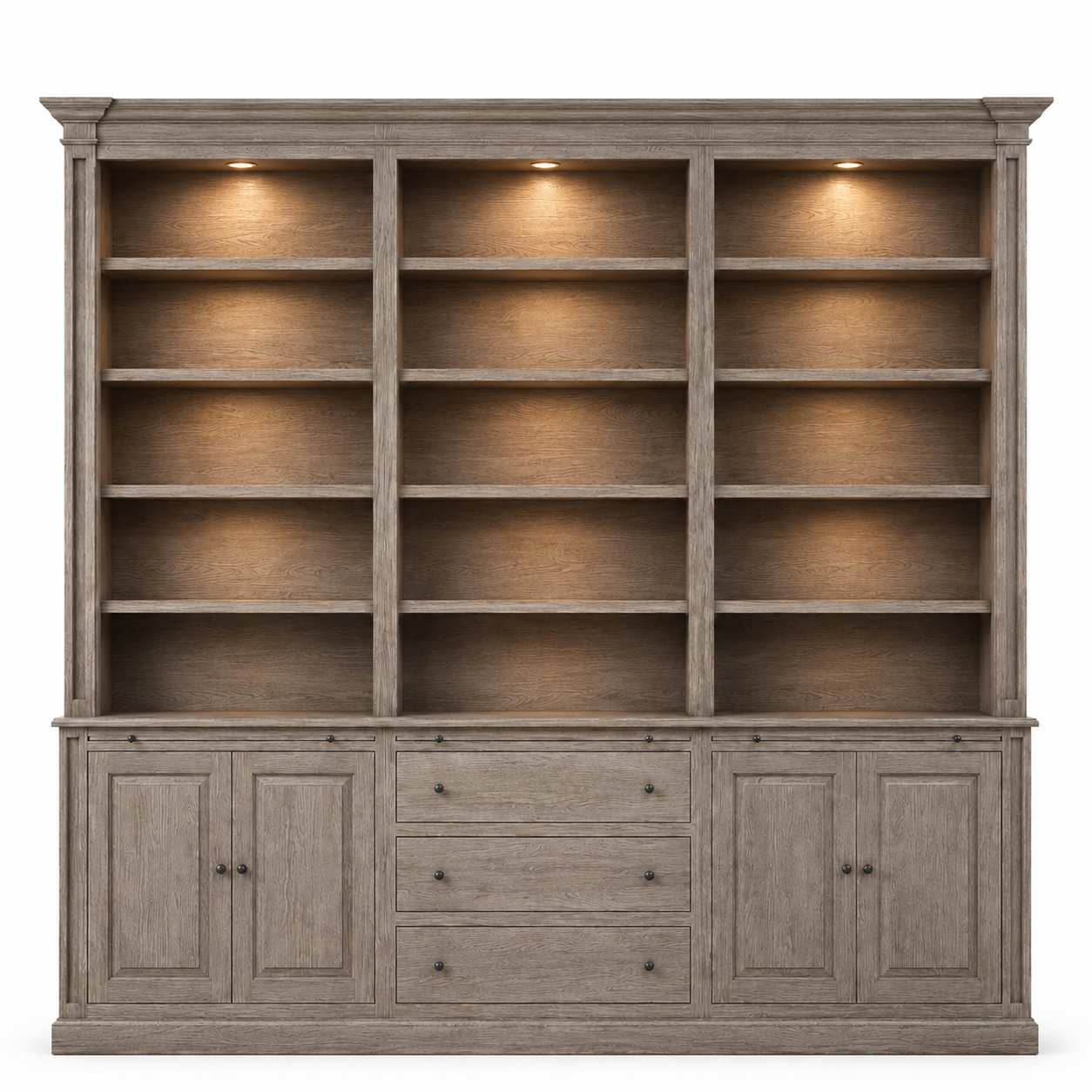 Library Cabinet Beaumont - Brushed Brown & Grey Oak - 310×240 cm