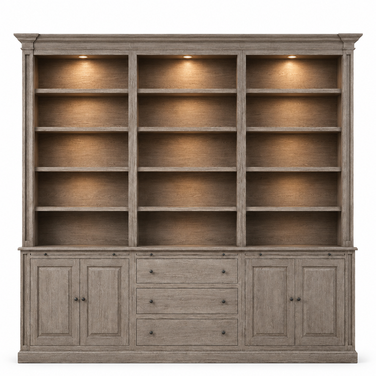 Librería Beaumont - Roble Marrón y Gris Cepillado - 310 x 240 cm