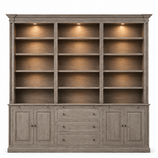 Library Cabinet Beaumont - Brushed Brown & Grey Oak - 310×240 cm