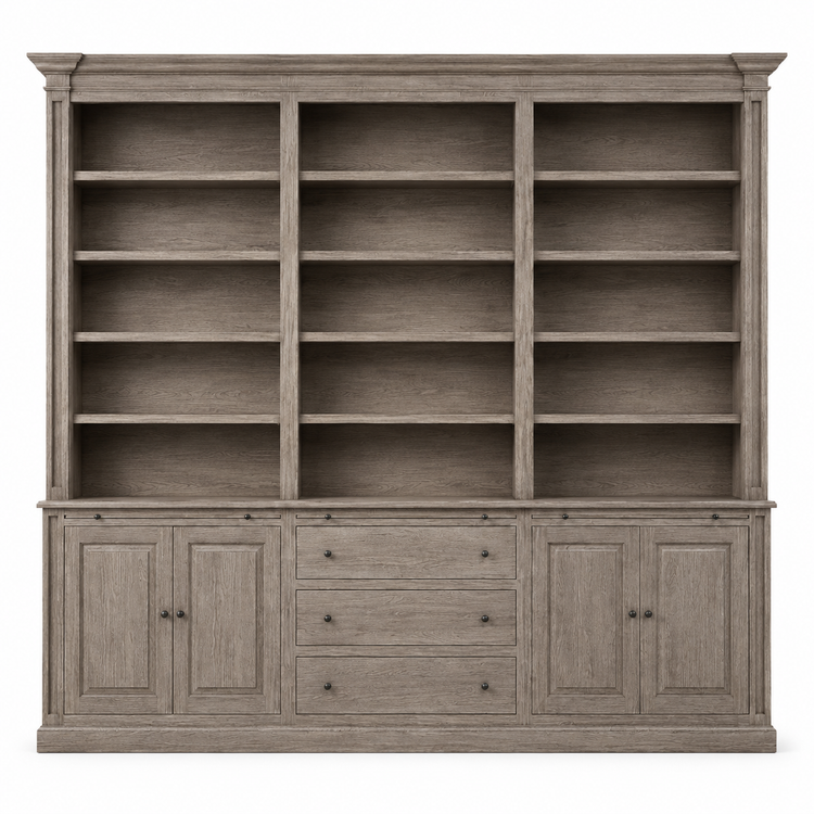 Librería Beaumont - Roble Marrón y Gris Cepillado - 310 x 240 cm
