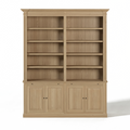 Loire Double Bookcase – Solid Natural Oak Classic Open 4-Door Storage Unit