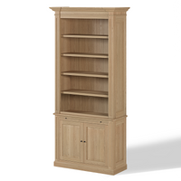 Loire Single Bookcase – Solid Oak Classic Open 2-Door Storage Unit | Marcottestyle