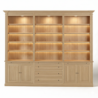 Loire Triple Bookcase – Solid Natural Oak Classic Open 4-Door & 3 Drawers | Marcottestyle