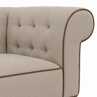 Lounge Cirus with Chesterfield Details - Beige with Brown Piping - 175×70×70cm