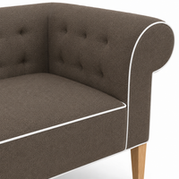 Lounge Cirus avec Chesterfield Details - Marron avec Blanc Piping - 175×70×70cm