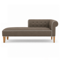 Lounge Cirus avec Chesterfield Details - Marron avec Blanc Piping - 175×70×70cm