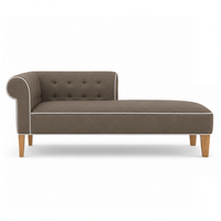 Lounge Cirus avec Chesterfield Details - Marron avec Blanc Piping - 175×70×70cm