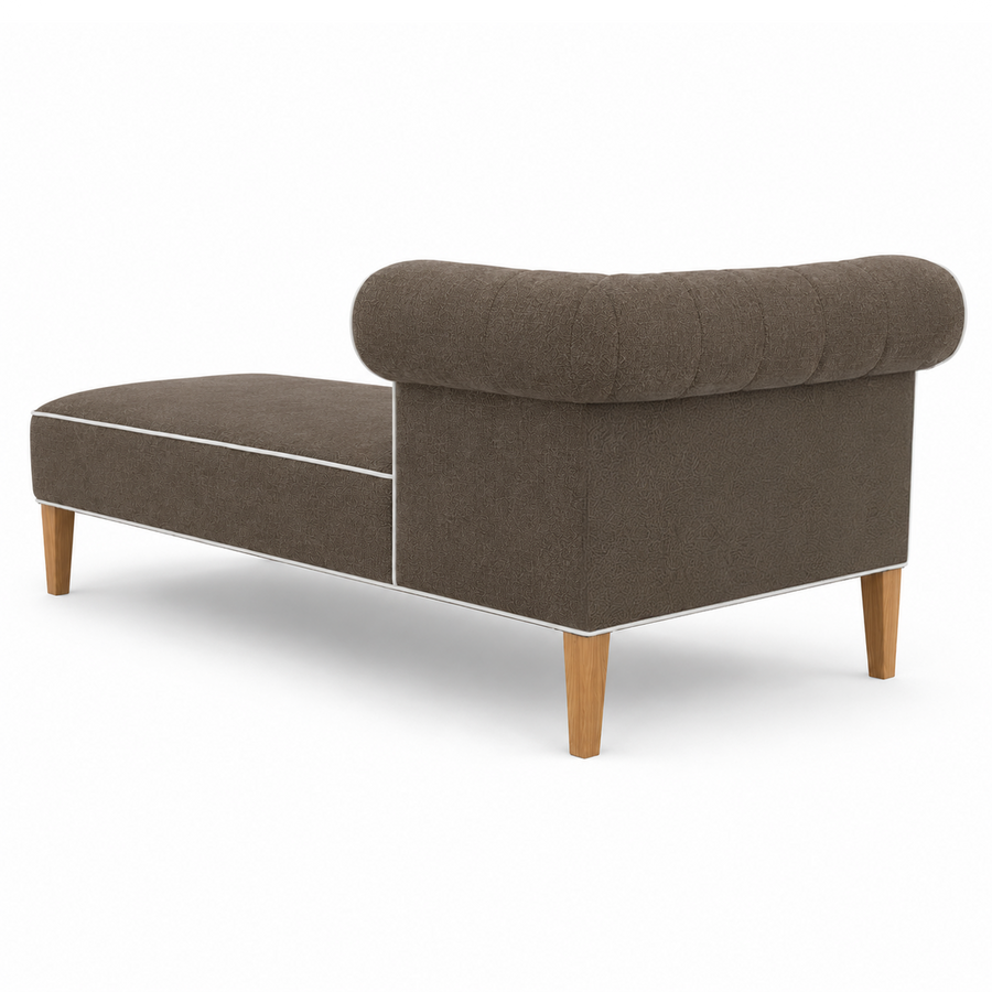 Lounge Cirus avec Chesterfield Details - Marron avec Blanc Piping - 175×70×70cm