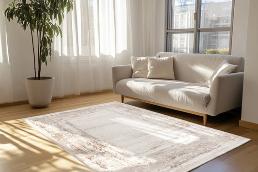 High-Pile Rug - Riveda Taupe Border