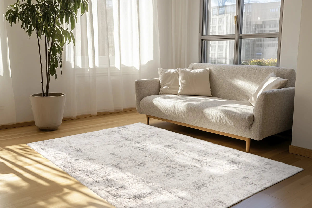Hochflor-Teppich - Riveda Silber Abstract