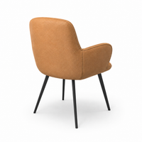 Mancini Dining Chair - Camel Leather B401 - Black Metal Legs - 60 x 63.5 x 88 cm
