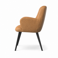 Mancini Dining Chair - Camel Leather B401 - Black Metal Legs - 60 x 63.5 x 88 cm