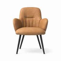 Mancini Dining Chair - Camel Leather B401 - Black Metal Legs - 60 x 63.5 x 88 cm
