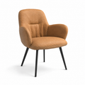 Mancini Dining Chair - Camel Leather B401 - Black Metal Legs - 60 x 63.5 x 88 cm